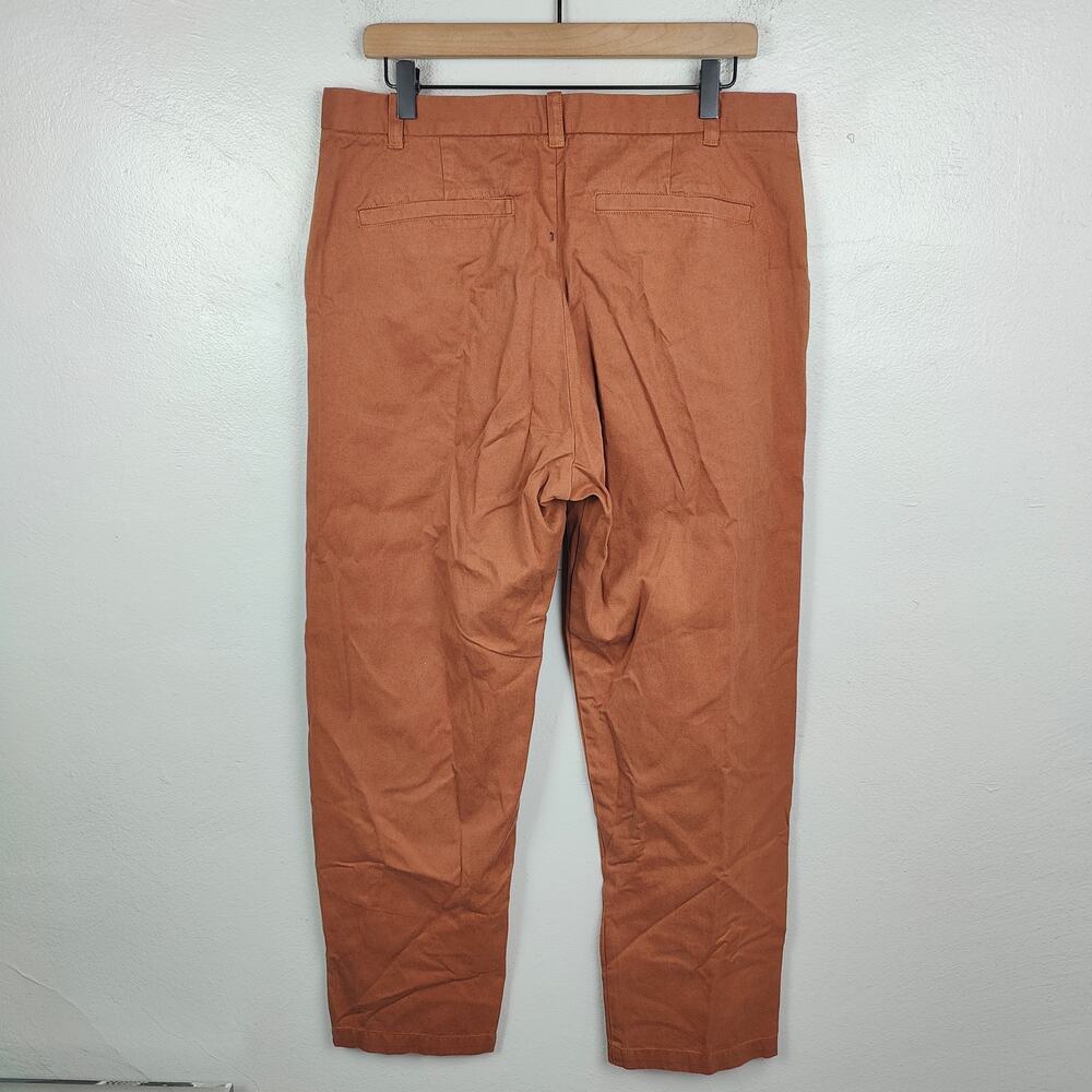 Esby Chino Pants Mens 34 Rust Clay Orange‎ Preppy Slow Fashion Minimalist FLAW - Picture 7 of 12